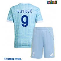 Camisa de Futebol Juventus Dusan Vlahovic #9 Equipamento Secundário Infantil 2025-26 Manga Curta (+ Calças curtas)